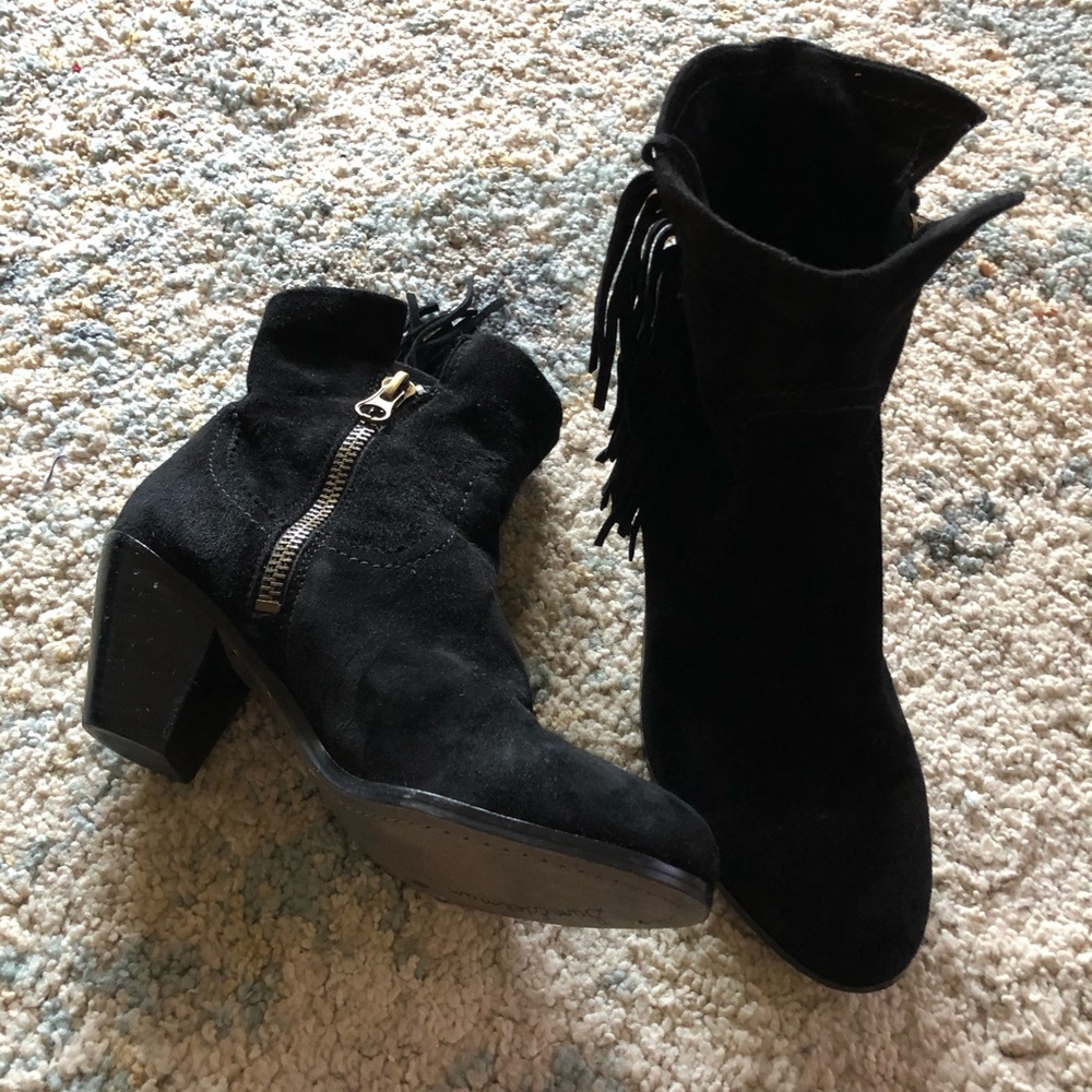 Sam Edelman black suede fringe booties